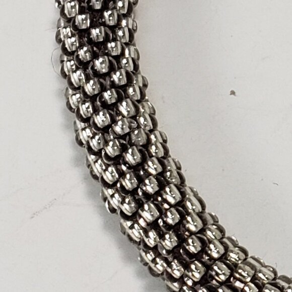 Silver Tone Mesh Coil Bracelet – Textured Metallic Statement Jewelry for Women - Picture 5 of 6